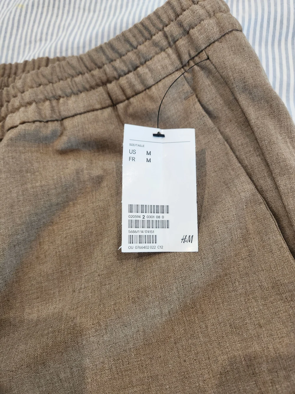 H&M Men's Tailored Rolled Leg Jogger Pants in Light Brown NWT Size M